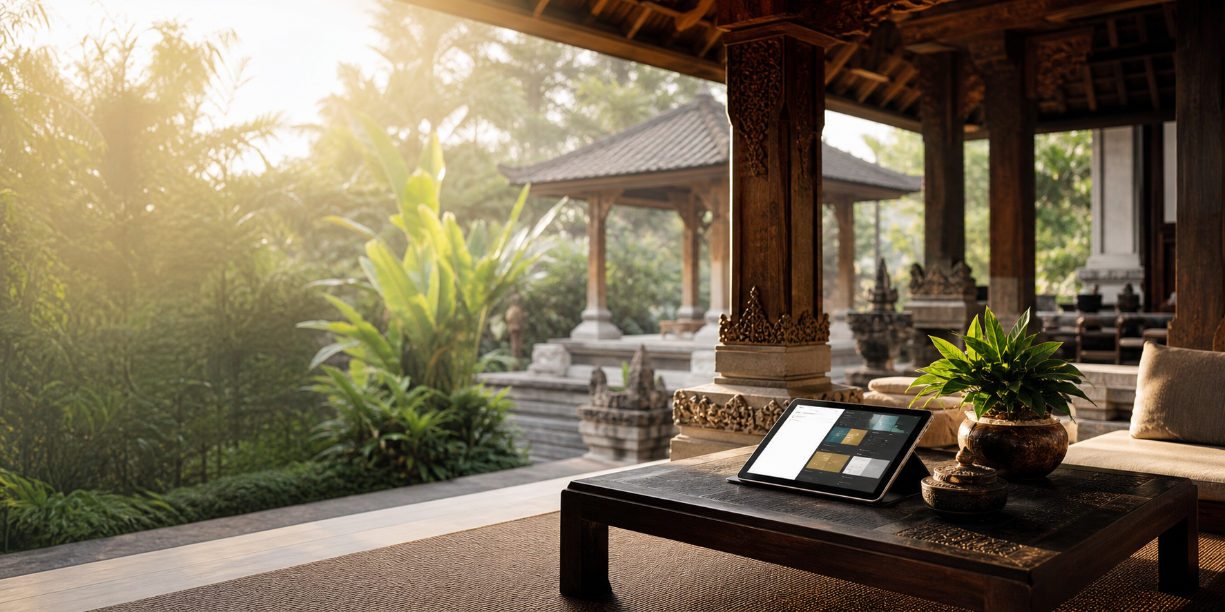 Suasana banjar Bali modern dengan sentuhan teknologi digital
